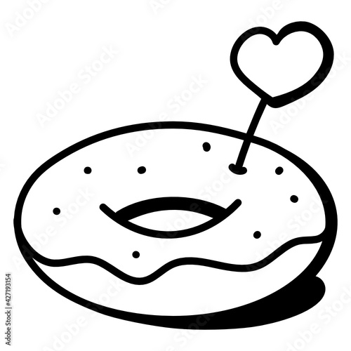 
A bakery item icon, trendy design of donut 

