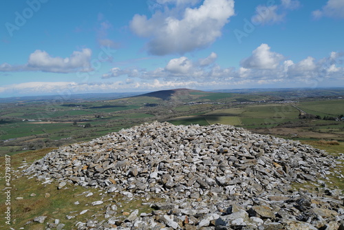 Foel Drygarn - bronze age burial stone carns, surrounded by the remains of an iron age hill fort in the Preseli Hills, Pembrokeshire.