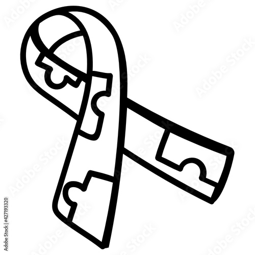 
Very well designed doodle icon of autism awareness ribbon 

