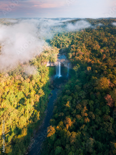 K50 waterfall is inside KonChuRang forest in the misty morning.
 photo