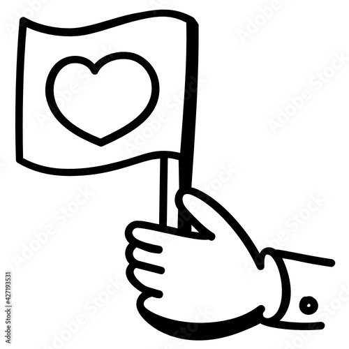 
Heart with hand symbolizing doodle icon of autism affection 

