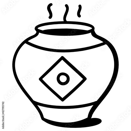 
A trendy vector design of burning incense pot 

