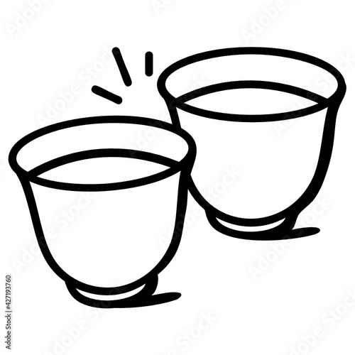 
Chinese traditional drinks glass strike with each other, concept of toasting icon

