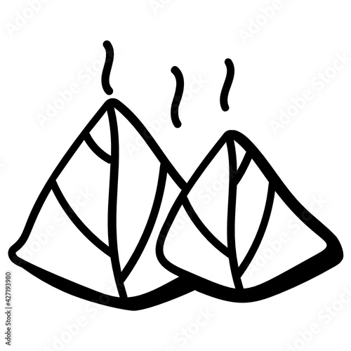 
Editable doodle design icon of stuffed dough pyramid 

