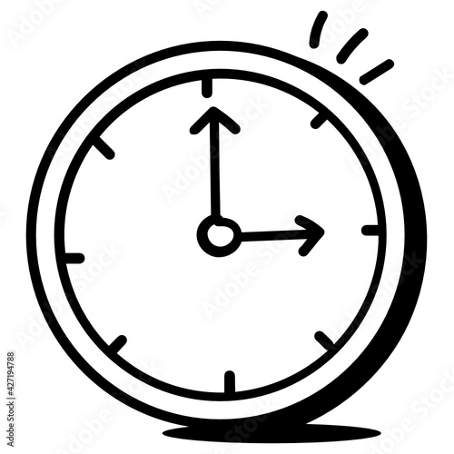 
A clock icon in doodle style, editable design 

