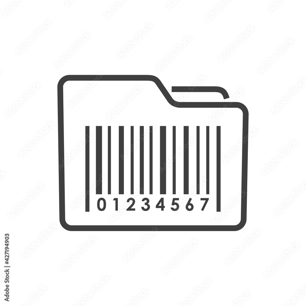 Icono carpeta con código de barras con lineas en color gris Icono carpeta con código de barras con lineas en color gris