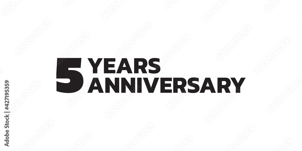 5 years anniversary icon or logo set. 5th birthday celebration badge or label for invitation card, jubilee design. Vector illustration. 5 years anniversary icon or logo set. 5th birthday celebration badge or label for invitation card, jubilee design. Vector illustration.
