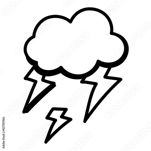 
Well designed attractive doodle icon of thunderstorm 

