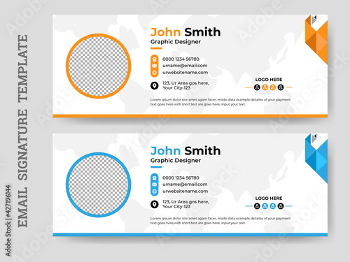 Creative Corporate Email Signatures Template with Photo Area, Email Signature in Abstract Shape.
