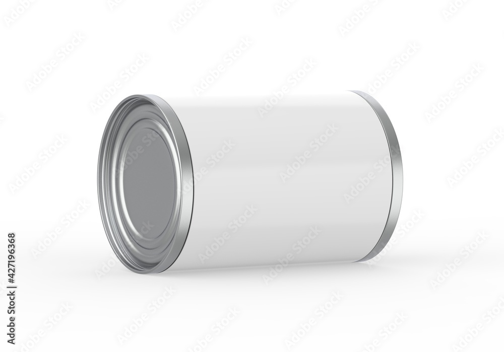Metallic food tin can mockup template for fish, beans, meat, corns, peas and vegetables. Steel tin jar mockup for design presentation, 3d illustration Metallic food tin can mockup template for fish, beans, meat, corns, peas and vegetables. Steel tin jar mockup for design presentation, 3d illustration