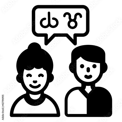 
A couple with sign compatibility, glyph icon 

