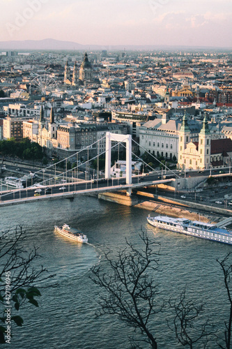 Panorama of Budapest, Hungary, with the Chain Bridge and the Parliament