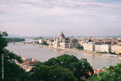 Panorama of Budapest, Hungary, with the Chain Bridge and the Parliament