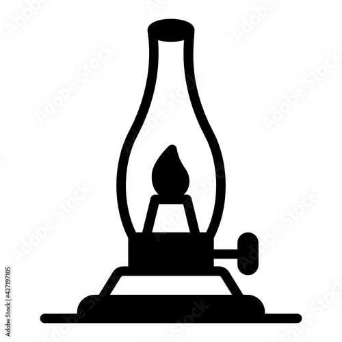 
An editable icon of kerosene lamp in glyph design 

