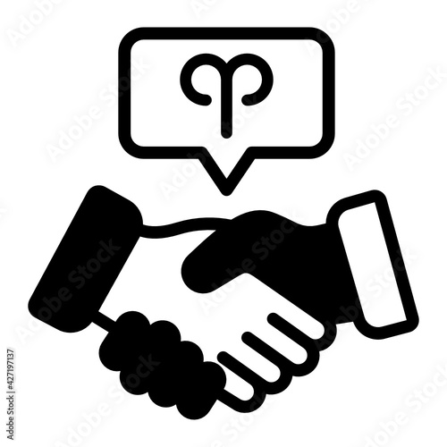 
An icon of friendship compatibility in glyph design


