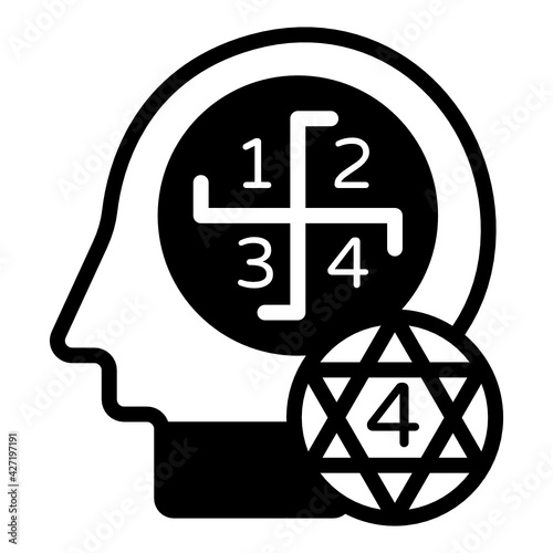 
Icon of mind numerologist in glyph design 

