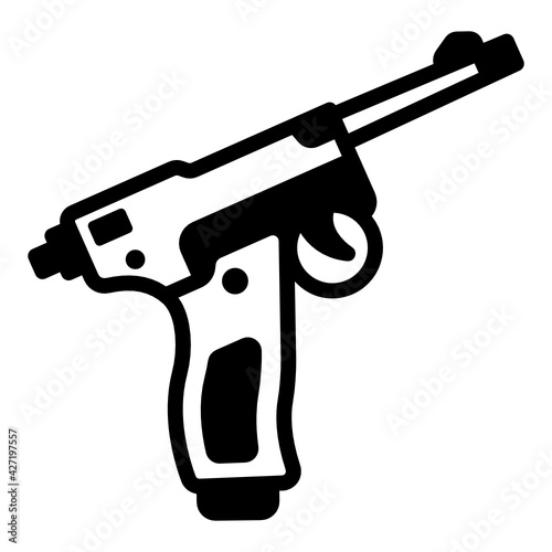 
Well designed glyph line style icon of  handgun