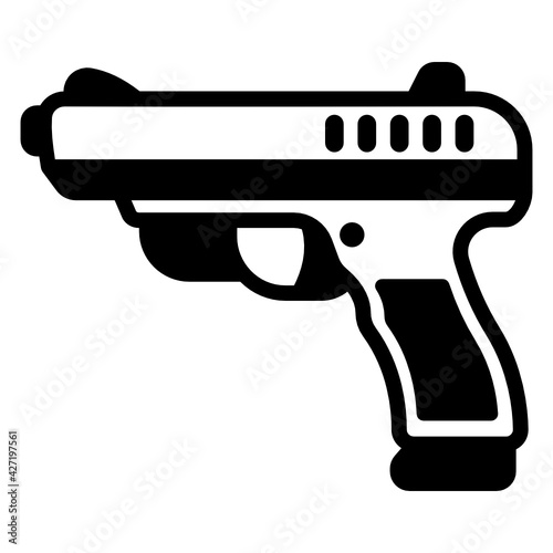 
Well designed glyph line style icon of  handgun