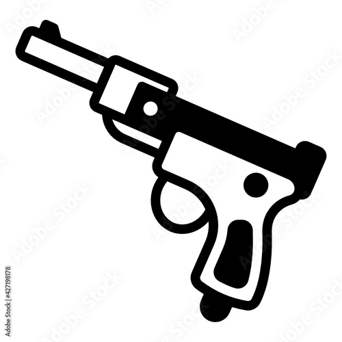 
Well designed glyph line style icon of  handgun