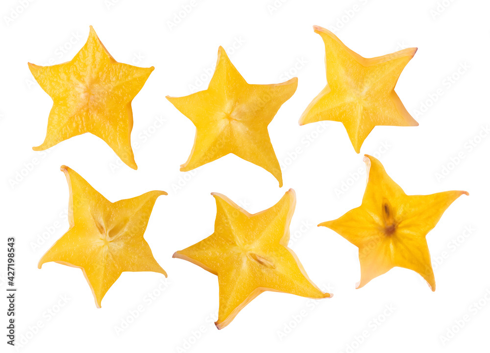 Fresh yellow carambola isolated on white Fresh yellow carambola isolated on white