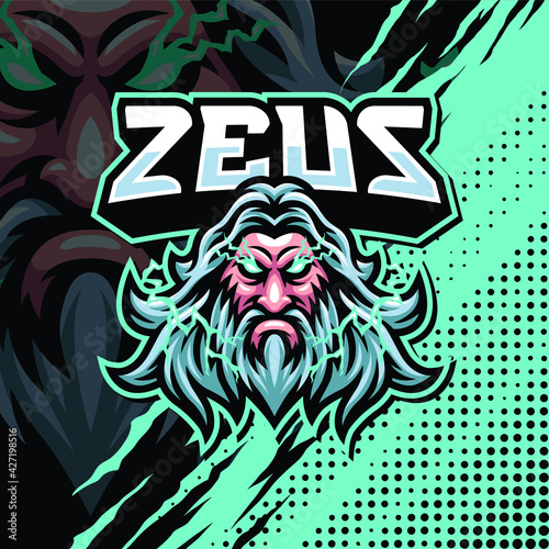 Zeus mascot logo design illustration