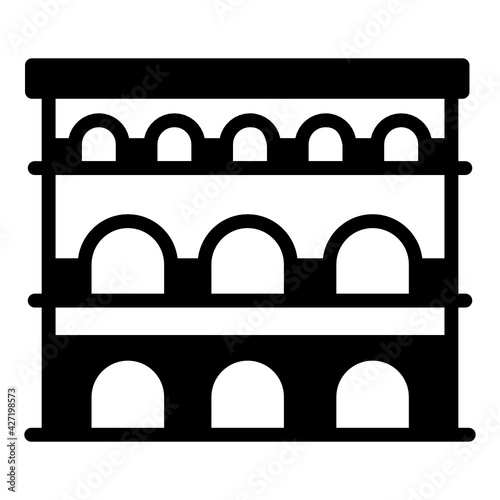 
Ancient roman building, pont du gard glyph icon

