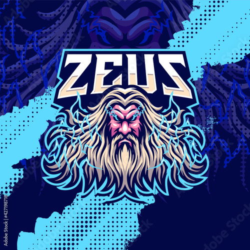 Zeus mascot logo design illustration