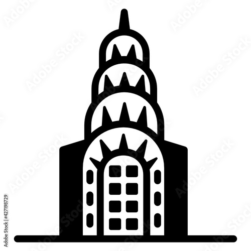 
Well designed solid style icon of chrysler building 

 photo