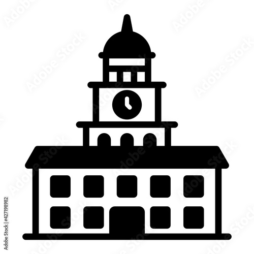 
Independence hall in solid style icon, premium offer 

