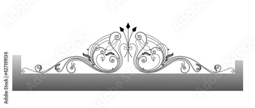 Vector template for a fence. Wrought iron. Metal fence sketch. Artistic forging. Metal garden decoration