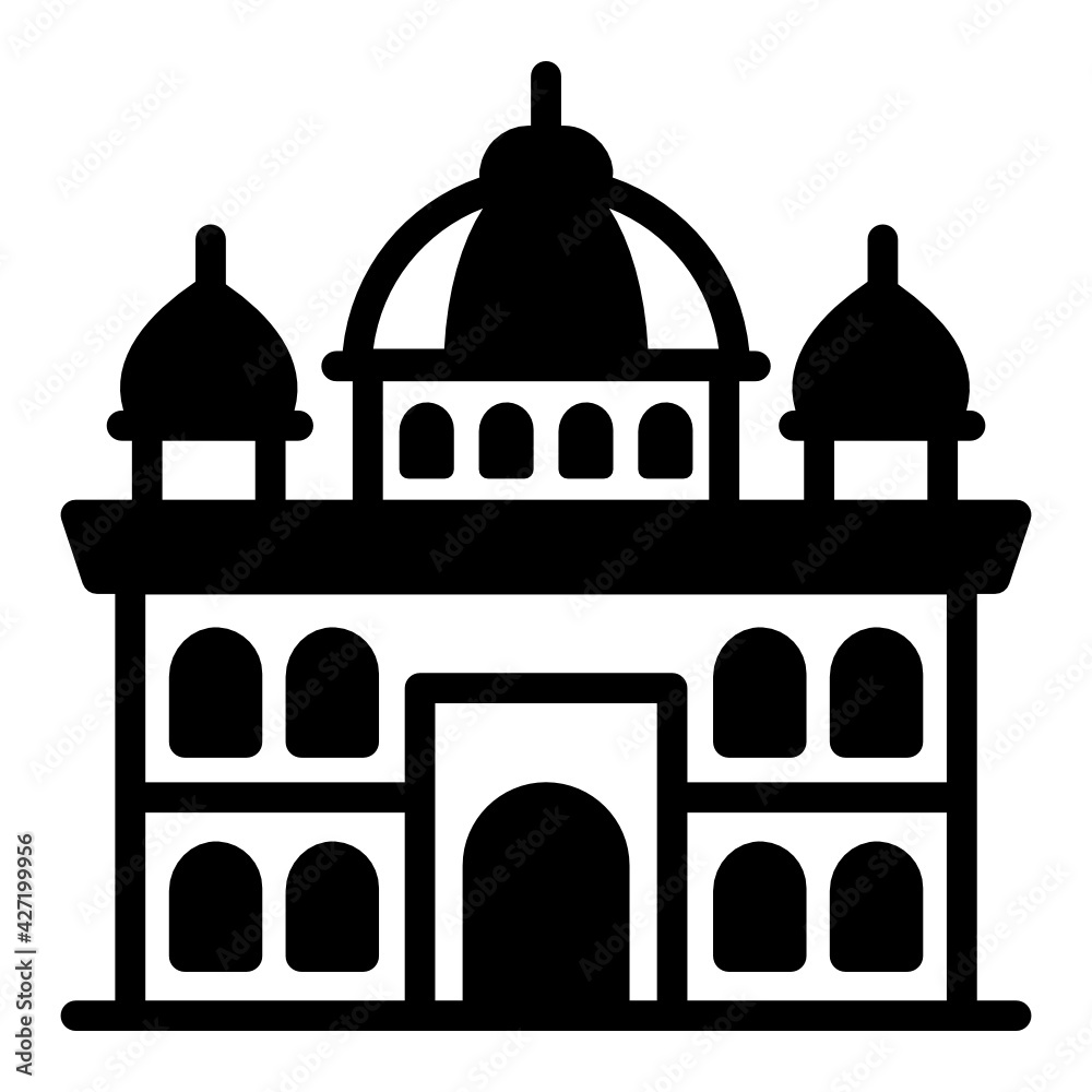 
An akshardham temple icon glyph design

