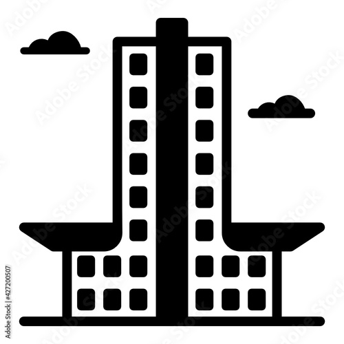 
The tallest architecture in japan, yokohama landmark solid icon

