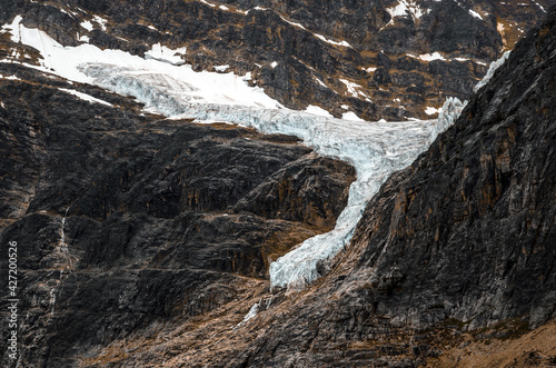 glacier covered rocks, angel glacier, canada
