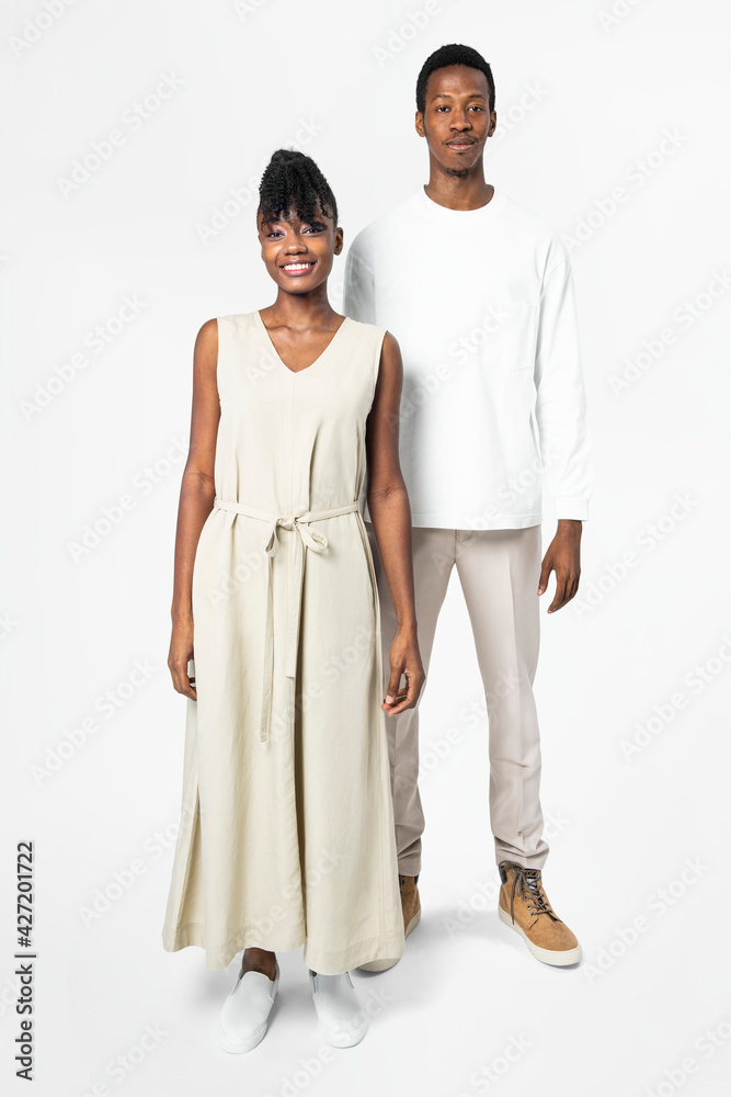 Minimal dress and tee with design space men and women's minimal apparel