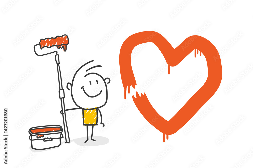 Strichfiguren / Strichmännchen Herz, malen, Umzug, Like. (Nr. 597