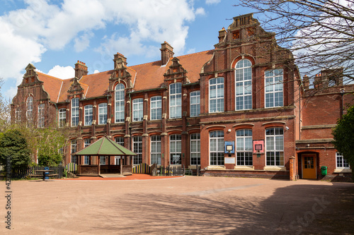 A British school with an empty playground and no children