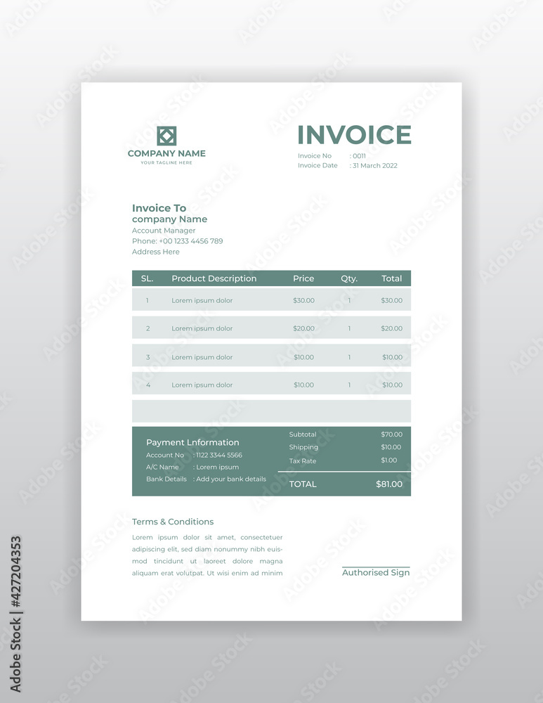 Modern business invoice template design Modern business invoice template design