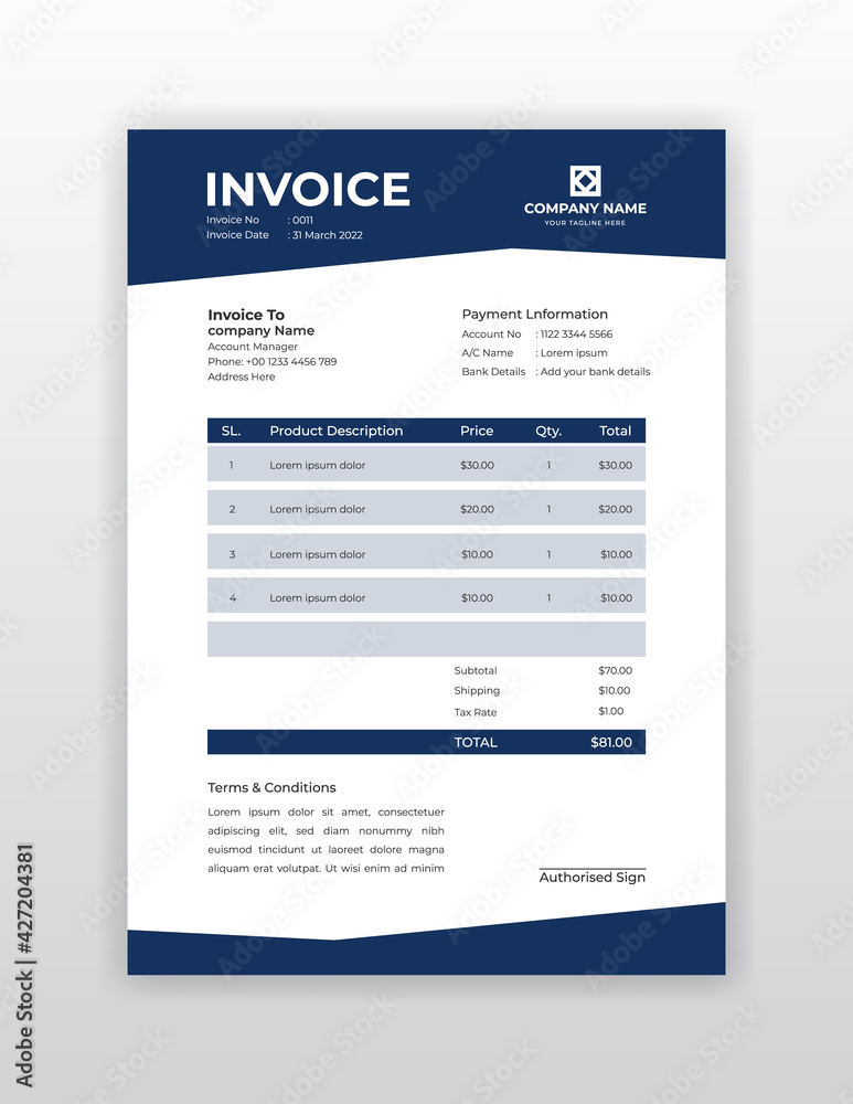 Modern business invoice template design Modern business invoice template design