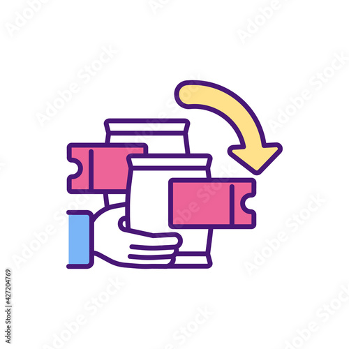 Damaged goods replacement RGB color icon. Returning defective product. Warranties offer. Refunding, repairing. Damaged by accident, misuse. Unsatisfactory quality. Isolated vector illustration