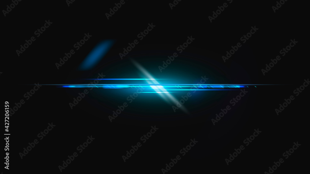 Fototapeta premium Blue anamorphic lens flare design element