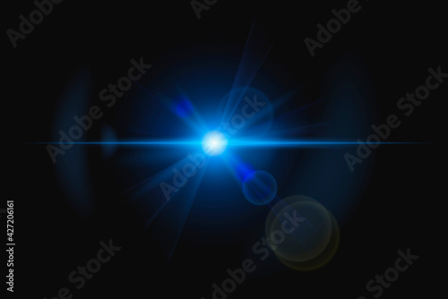 Abstract blue lens flare with ring ghost design element