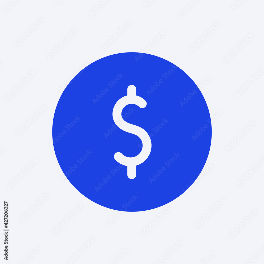 Currency social media icon in blue flat style Currency social media icon in blue flat style