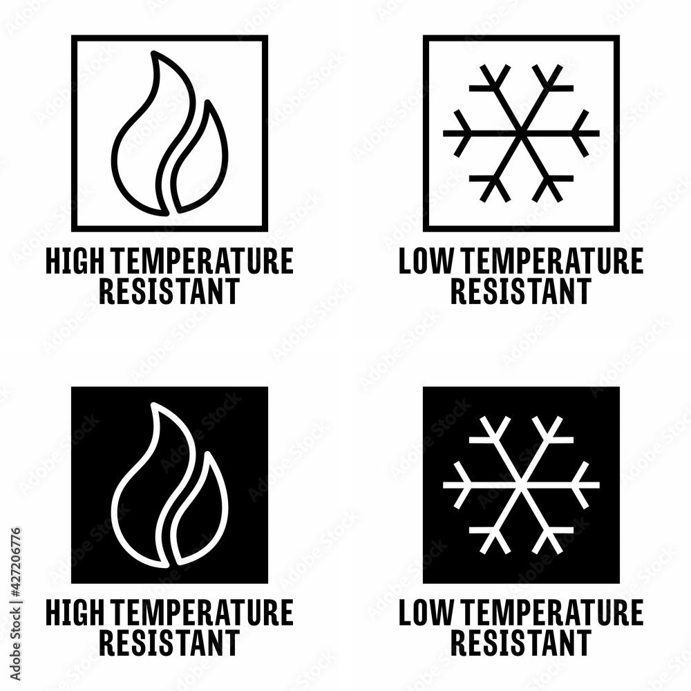 "High and low temperature resistant" protective technology information sign - obrazy, fototapety, plakaty 