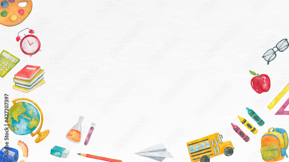 Education frame in watercolor back to school theme