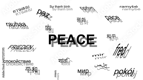 peace different languages and fonts