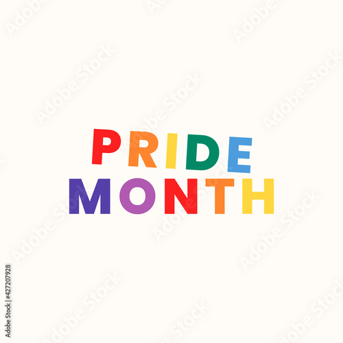 Pride month word in rainbow color