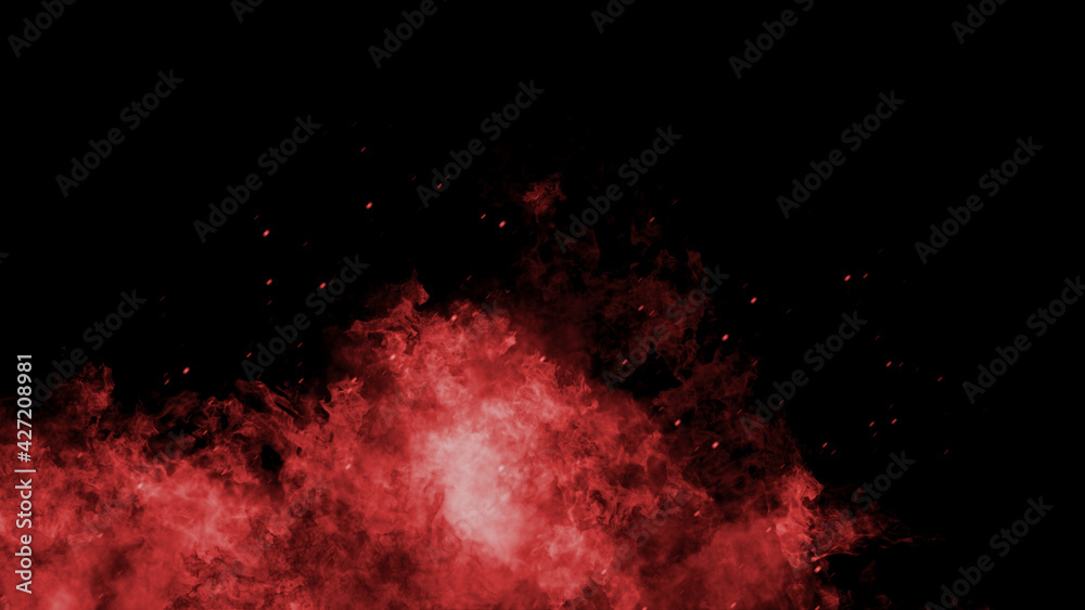 Fire on isolated background. Perfect explosion effect for decoration and covering on black background. Concept burn flame and light texture overlays.