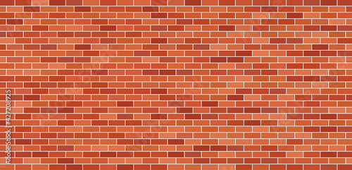 Brick wall. Brick background. Red and brown texture. Old brickwork. Pattern of building with stone and concrete. Vintage tile for house. Masonry and cement for new construction of exterior. Vector