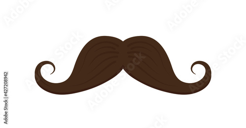 Mustache icon. Cartoon moustache. Black hipster mustache. Fashion graphic symbol. Moustache for men. Retro shape for cute mouth. Comedy logo for kids. Icon for barber. Vector