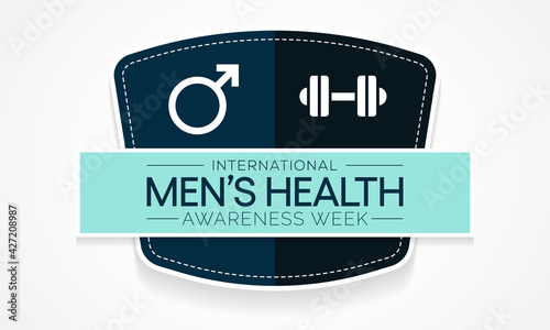 Men's health week is observed every year in June, it is used to raise awareness about health care for men and focus on encouraging boys to practice and implement healthy living decisions. Vector art.